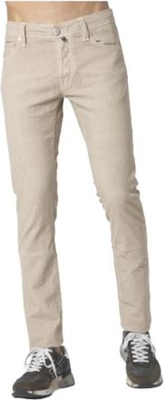 Sartoria Tramarossa Slim-fit Jeans - Heren - Slim Fit Jeans - Beige - W33 - Leer - Jeans