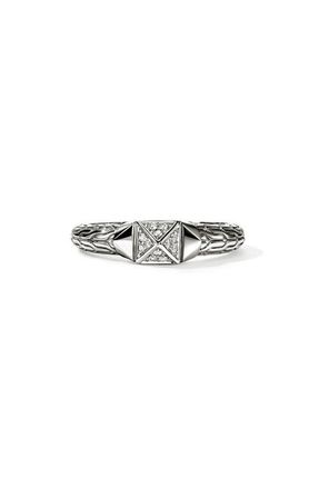 John Hardy Icon Stud Ring with Pav&eacute; Diamonds in Silver at Nordstrom, Size 6