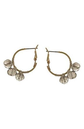 Olivia Welles Mila Beaded Hoop Earrings in Gold/Grey at Nordstrom Rack