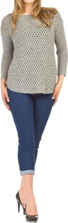 Papillon Basket Weave Shirt Hem Sweater In Black