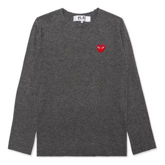 Comme Des Gar&ccedil;ons L/S Basic T-Shirt Red Emblem Grey AZ-N068-051-3