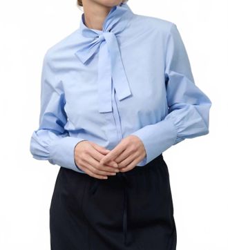 Beatrice .B Tie Collar Button Down Shirt In Blue