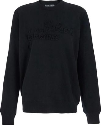 Dolce & Gabbana Hoodies & sweatvesten, Heren, Zwart, M, Wol, Fijngebreide wollen pullover