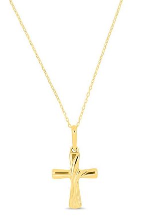 Bony Levy 14K Gold Textured Cross Pendant Necklace in 14K Yellow Gold at Nordstrom, Size 18