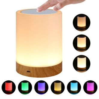 OEM L&aacute;mpara De Mesilla T&aacute;ctil Con Brillo Ajustable, 6 Colores Rgb Cambiantes, Luz Nocturna Led C&aacute;lida Para Ni&ntilde;os, Bater&iacute;a Recargable Por Usb Con Funci&oacute;n D