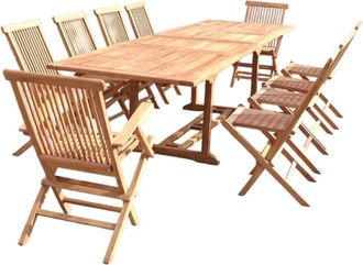 Concept Usine Conjunto de jard&iacute;n de teca para 12 personas, mesa ovalada, 8 sillas y