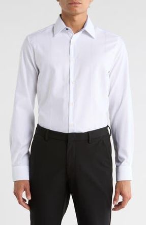 Duchamp Solid Slim Fit Dress Shirt in White at Nordstrom Rack, Size 17.5