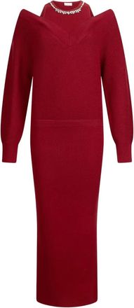 Liu Jo Verfraaide gebreide jurk met V-hals - Rood