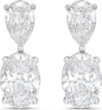 Diana M. Jewels 14K White Gold 8.00 Cts of Lab grown pear and oval shape diamond drop earrings