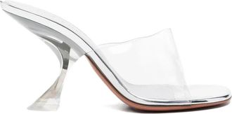 Amina Muaddi Zilverkleurige sculpted hak open teen schoenen - Dames - Muiltjes - Wit - 36 EU - Leer - Schoenen