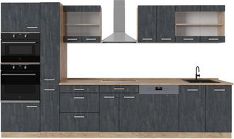 Vicco Mueble De Cocina R-line, Hormig&oacute;n Negro/roble Dorado, 350 Cm Sin Encimera