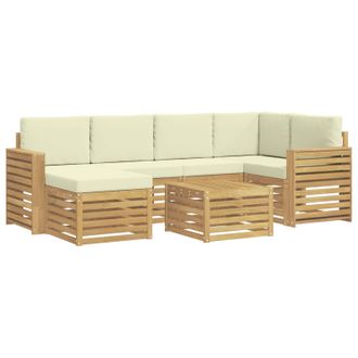 vidaXL Conjunto De Sof&aacute;s De Exterior 7 Pcs Blanco Y Crema Poli&eacute;ster Vidaxl