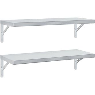 vidaXL Estantes De Pared 2 Uds Acero Inoxidable Plateado 75x30 Cm Vidaxl