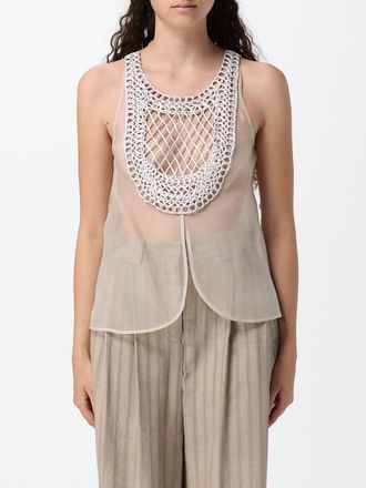 Emporio Armani Top da sera in tulle con inserti in macram&egrave; e spalle scoperte