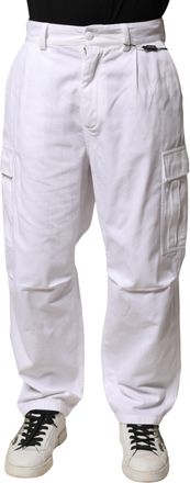 Dolce & Gabbana White Cotton Men Cargo Denim Trouser Mens Jeans (Pre-Owned)