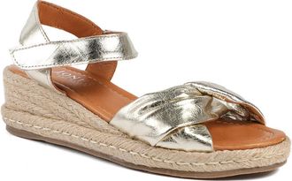 Jones Bootmaker Womens Randine Adjustable Fasten Leather Espadrilles - Gold - Size UK 8