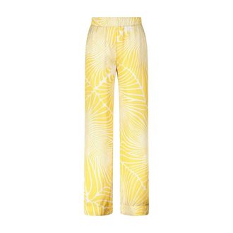 Ana Alcazar Satin broek met abstract patroon - Dames - Straight fit broeken - Geel - XL - Satijn - Broeken