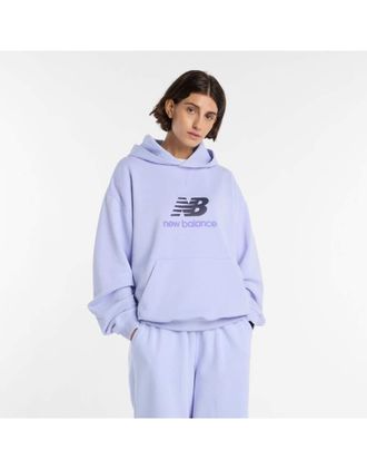 New Balance Athletics - Felpa con cappuccio in spugna con logo color daybreak-Viola