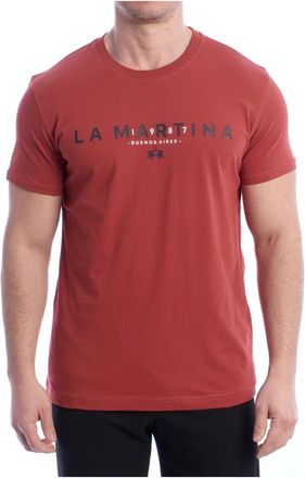 La Martina Heren T-shirt met korte mouwen - Heren - T-shirts - Oranje - L - Katoen - Tops