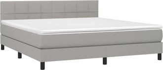 vidaXL Vidaxl - Cama Box Spring Con Colch&oacute;n Tela Gris Claro 160x200 Cm