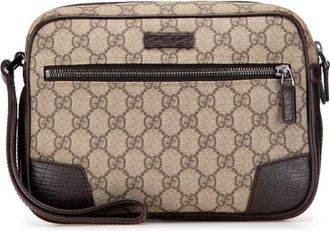 Gucci Clutch in tessuto in tessuto GG Supreme con decorazione Web 2000-2015 - Marrone