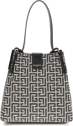 Balmain Release Jacquard And Leather Bucket Bag