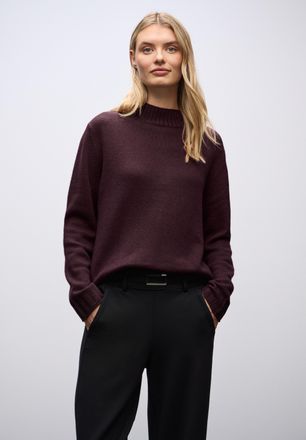 Street One Rollkragenpullover STREET ONE, Damen, Gr. 46, jazz berry, Strick, Obermaterial: 37% Polyacryl, 29% Baumwolle, 29% Polyester, 5% Nylon, unifarben, regu