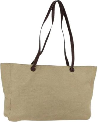 Chanel Pre-owned Tote Bags, female, Beige, Size: ONE SIZE Pre-owned Canvas Tote Bag