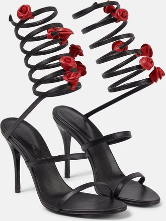 Magda Butrym Floral-applique satin sandals