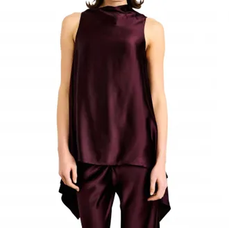 Line & Dot Petrea Satin Sleeveless Top In Rich Plum