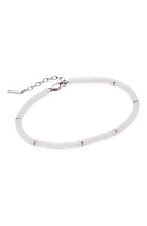 Alex and Ani Clear Quartz Semi-Precious Beaded Anklet in White/Silver at Nordstrom