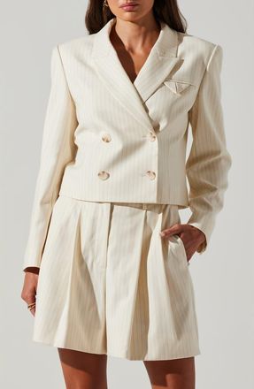 ASTR the Label Preston Pinstripe Blazer in Off White Stripe at Nordstrom Rack, Size X-Small
