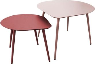 Oviala Juego de 2 mesas de centro de metal en tonos rosa empolvado y morado
