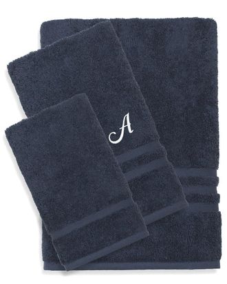 Linum Home Textiles Monogram Turkish Cotton 3pc Denzi Towel Set (A-Z)