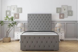 Sloomy Watson Dumfries Frame-Mattress - 50 Upholstered Headboard in Light Grey | Size: Small Single