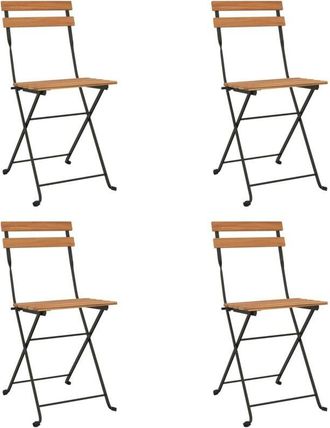 vidaXL Sillas Cafeter&iacute;a Plegables 4 Uds Acero Y Madera Maciza De Teca Vidaxl