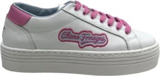 Chiara Ferragni Wit Roze Lage Top Sneakers - Dames - Sneakers - Wit - 39 EU - Schoenen