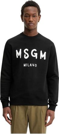 Msgm Msgm, Hoodies & sweatvesten, Heren, Zwart, L, Katoen, Brushed Logo Sweatshirt