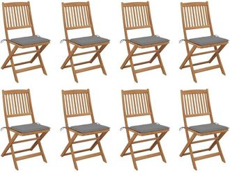 vidaXL Sillas De Jard&iacute;n Plegables 8 Uds Y Cojines Madera Maciza Acacia Vidaxl