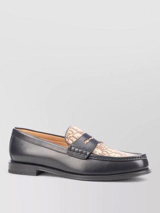 Dior leather sole loafers patterned upper round toe