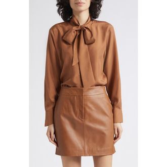 Marella Leather Miniskirt in Tobacco Brown at Nordstrom, Size 12