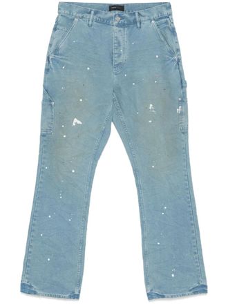 Purple paint-splatter trousers - Blue