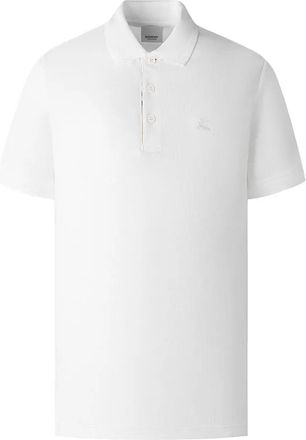 Burberry Mens Equestrian Knight Embroidered Logo Polo in White