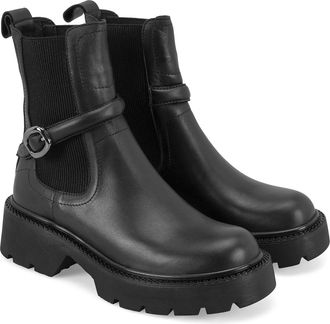 Desa Womens Leather Boots - Flat Heel, Non-Breathable | Black - 37