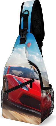 Generic Car Racing Unisex Shoulder Bags Casual Crossbody Chest Bag Sling Backpack for Hiking Cycling Travel