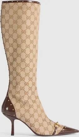 Gucci Womens Savoy Boot, White, GG Canvas
