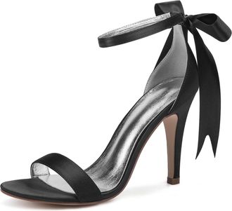 Generic Wedding Bridal Shoes High Heels Women Open Toe Stiletto Sandals Wedding Bridal Party Prom Dress Shoes 10.5Cm,Black,3 UK