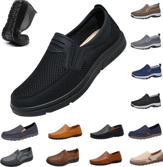 Generic Mens Trainers Size 10 UK Mens Slip on Trainers Plantar Fasciitis Orthopedic Shoes Lightweight Breathable Shoes Wide Fit Outdoor Flat for Walking