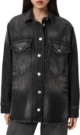 AllSaints Bryn Denim Button-Up Shirt in Washed Black at Nordstrom Rack, Size X-Small