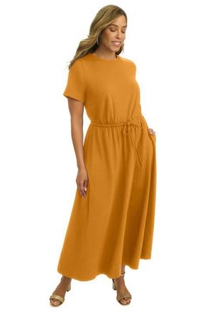 Jessica London Drawstring Maxi Dress in Rich Gold at Nordstrom, Size Medium